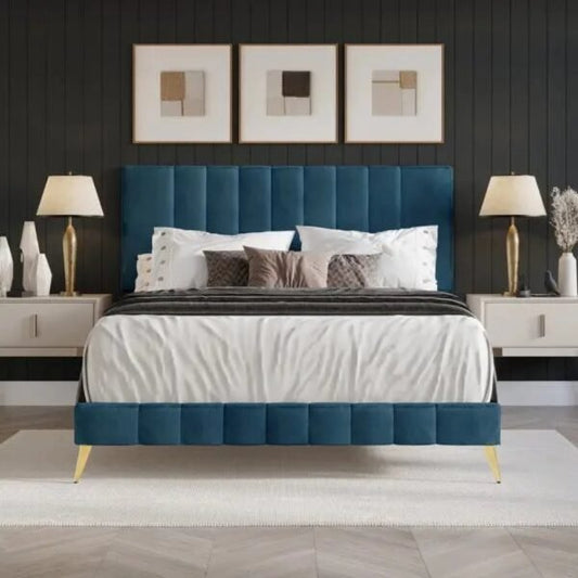 Pluto Upholstered Bed Without Storage In Suede