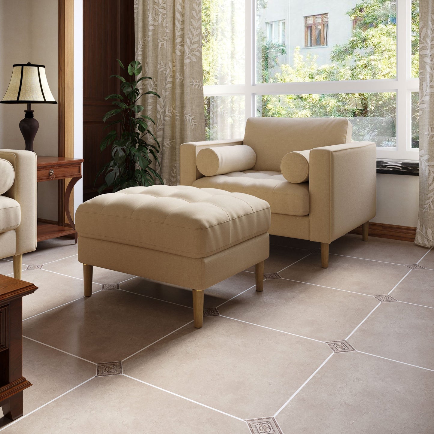 Palo Sofa Ottoman T  | 2.5 feet | Tufted