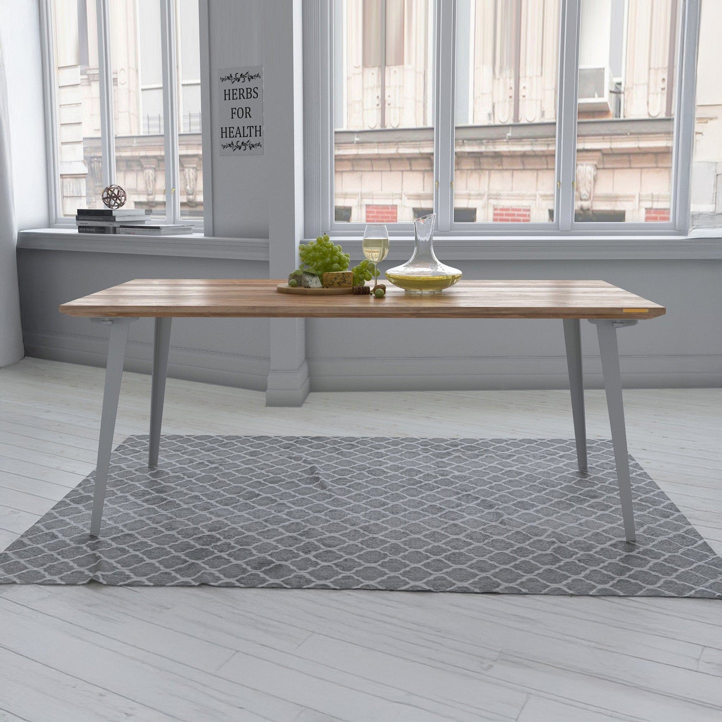 Serenity Dining Table XL (6x3 feet) - Solid Teak/Walnut/Oak Wood