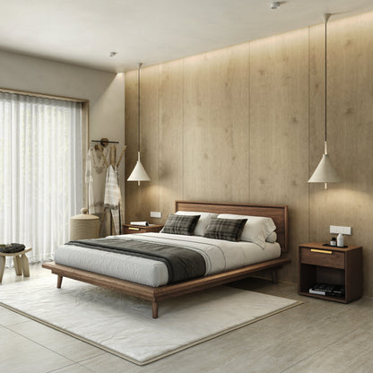 Bon Bed - Solid Teak/Walnut/Oak Wood (Queen)