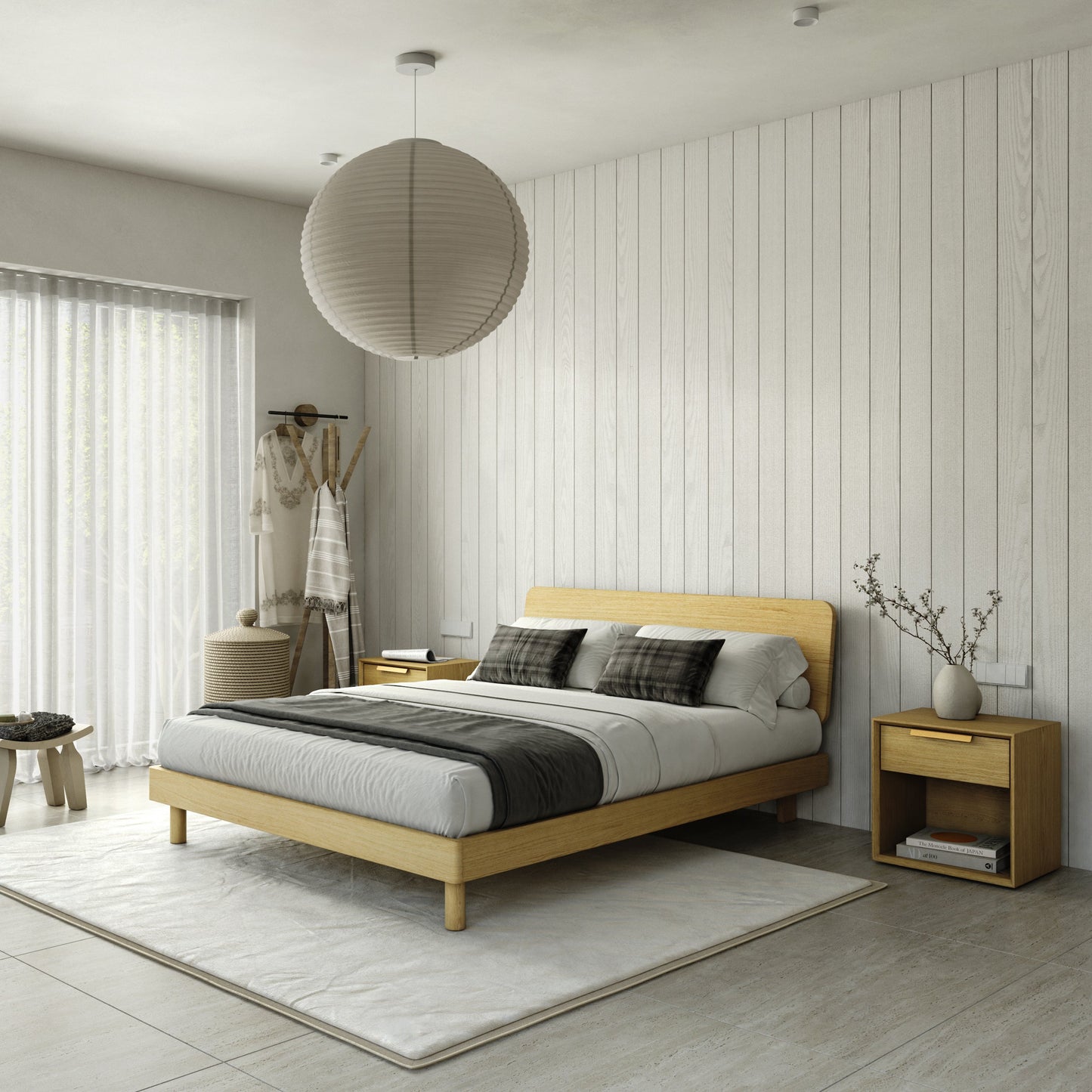 Mowa Bed - Solid Teak/Walnut/Oak Wood (Queen)