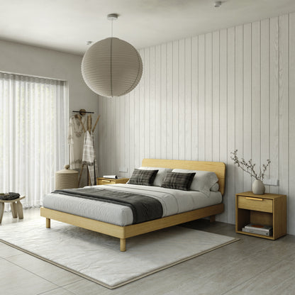 Mowa Bed - Solid Teak/Walnut/Oak Wood (Queen)