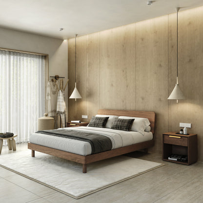 Mowa Bed - Solid Teak/Walnut/Oak Wood (Queen)