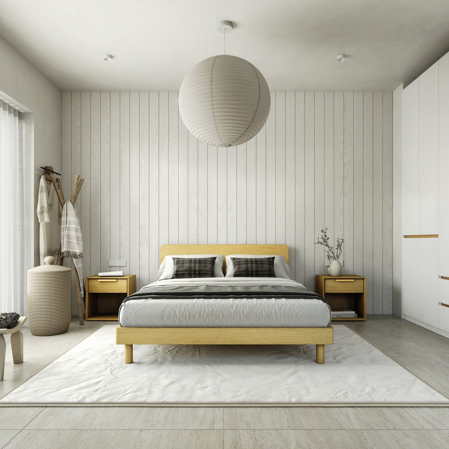 Mowa Bed - Solid Teak/Walnut/Oak Wood (Queen)