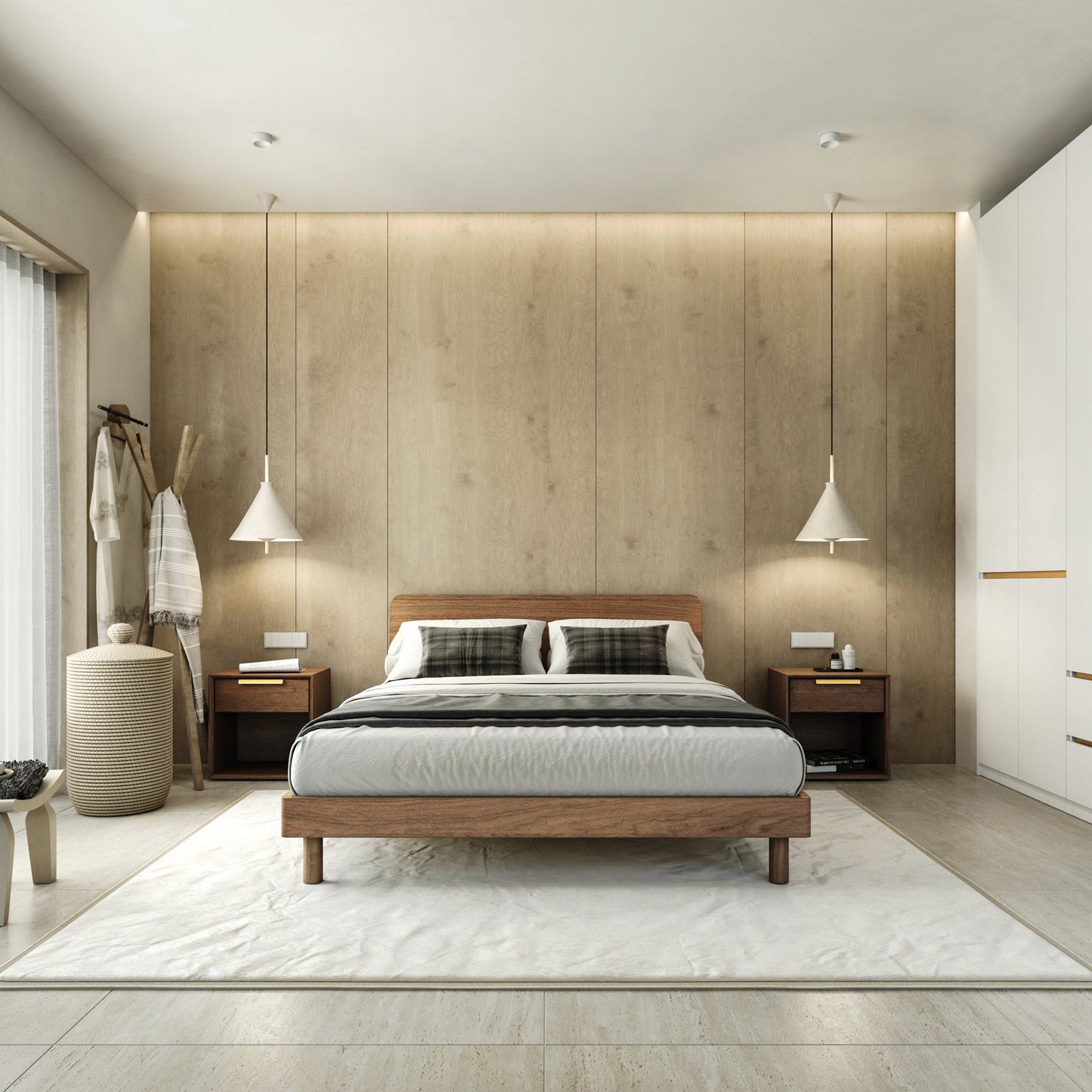 Mowa Bed - Solid Teak/Walnut/Oak Wood (Queen)