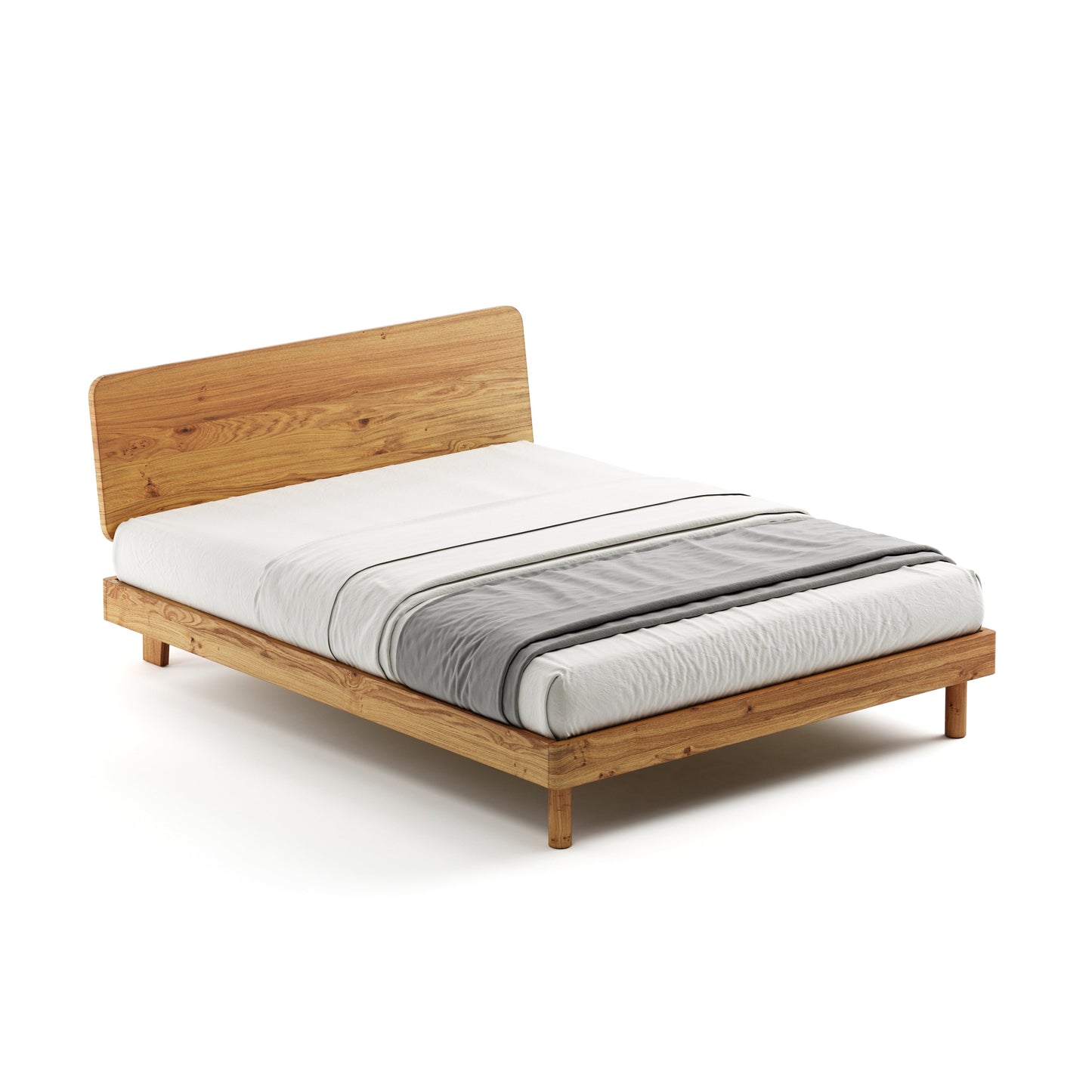 Mowa Bed - Solid Teak/Walnut/Oak Wood (Queen)