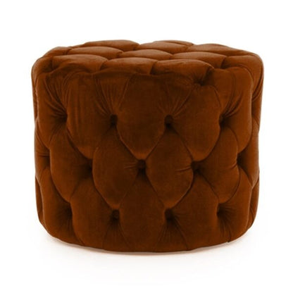 Blissful Bubble Round Ottoman In Velvet Fabric