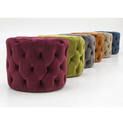 Blissful Bubble Round Ottoman In Velvet Fabric
