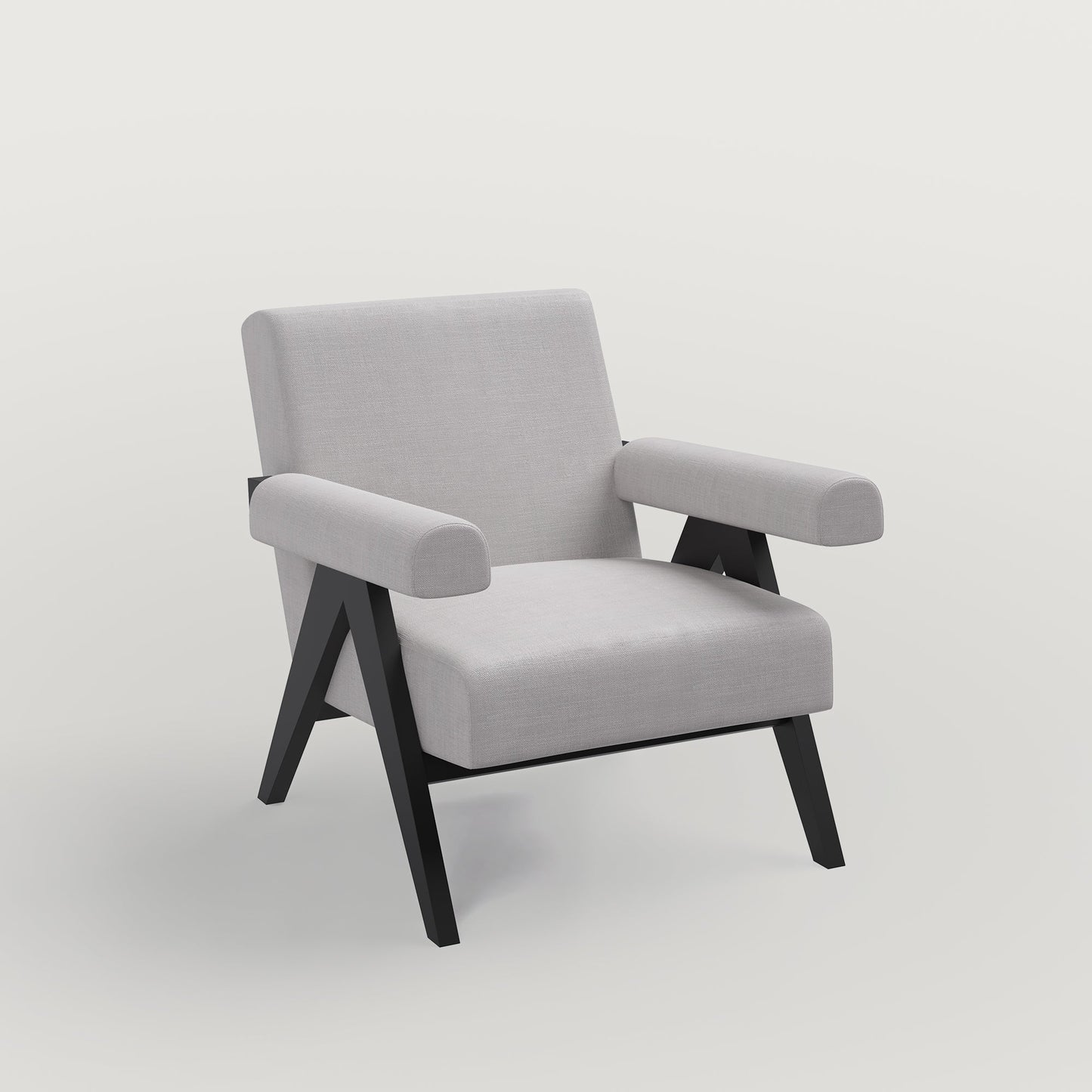 Pierre Accent Chair- Black Matte on Sheesham and Griege Grey Luxury Fabric