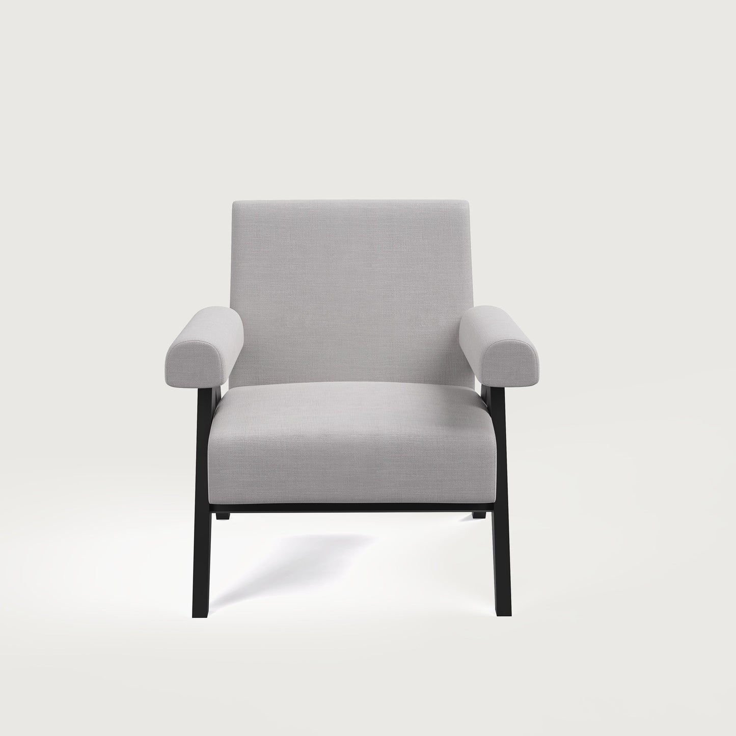 Pierre Accent Chair- Black Matte on Sheesham and Griege Grey Luxury Fabric