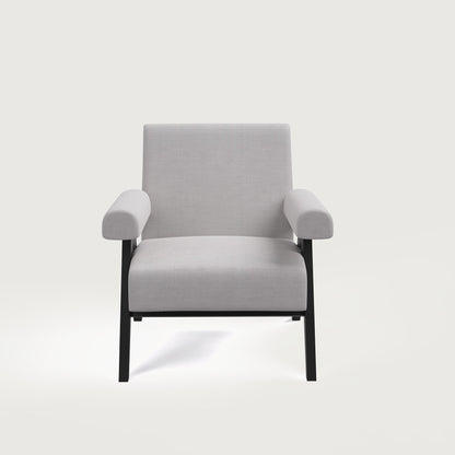 Pierre Accent Chair- Black Matte on Sheesham and Griege Grey Luxury Fabric