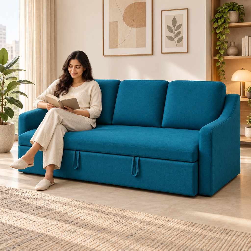 Plum Sofa Bed — 3 Seater