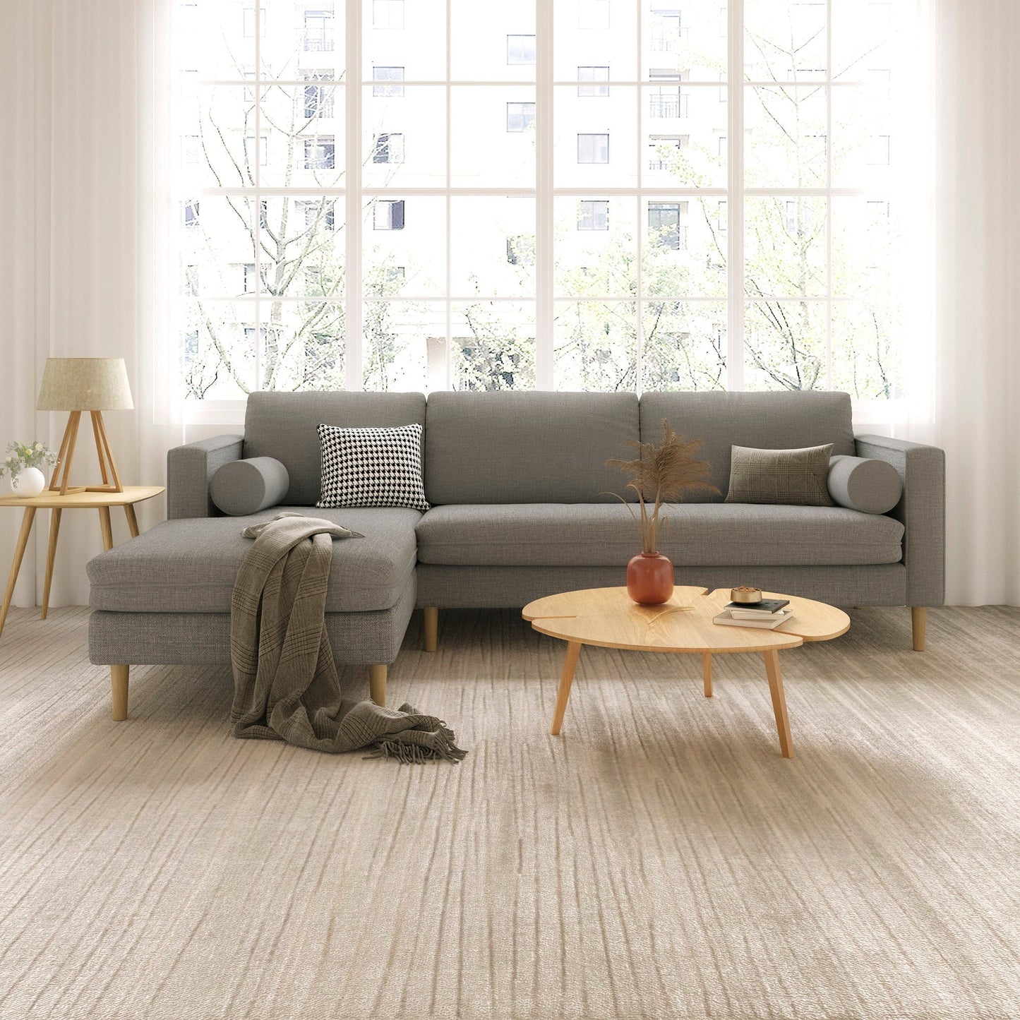 Palo Sofa | L-Shaped Right Sectional with Chaise (8.25 feet length) | Removable Fabrics