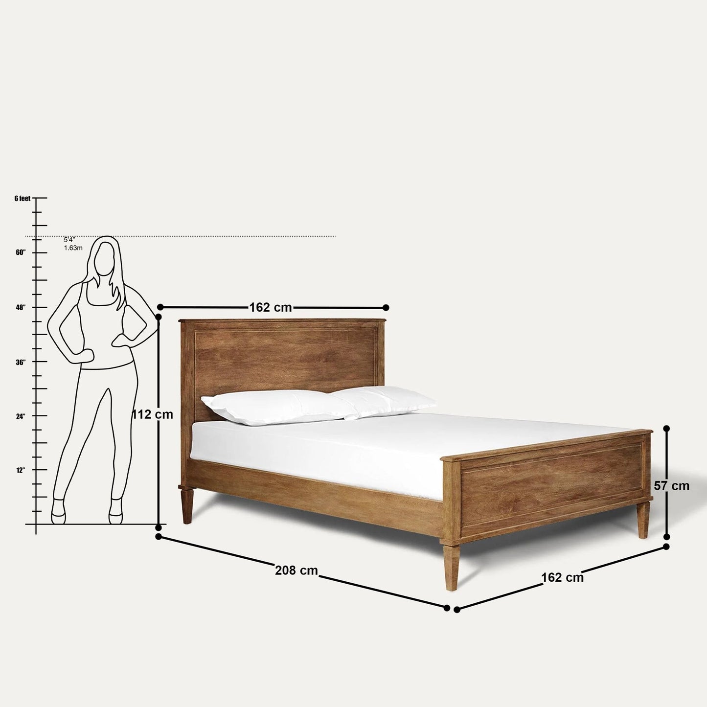 Ingram Solid Wood Mid Century Bed