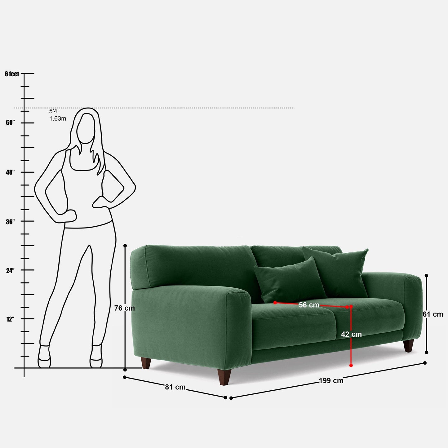 Edith 3 Seater Sofa - 78"