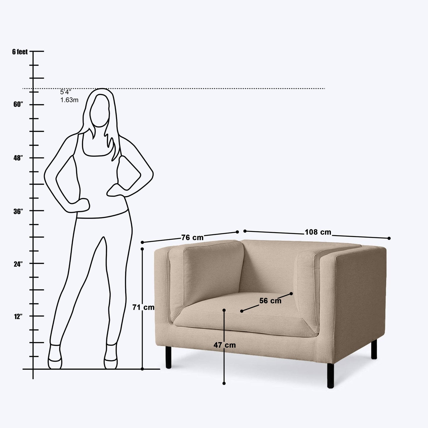 Catalan 1 Seater Sofa - 42.5"