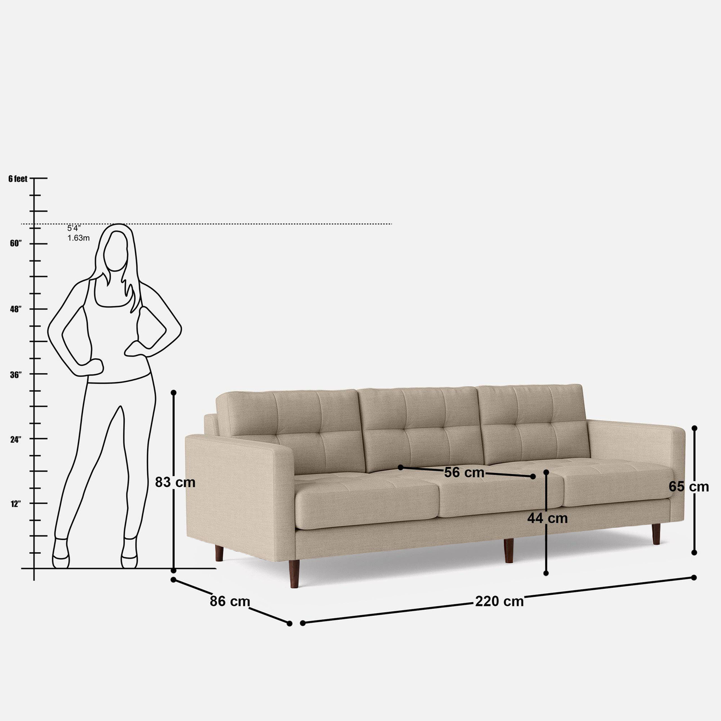 Svalbard 3 Seater Sofa - 86"