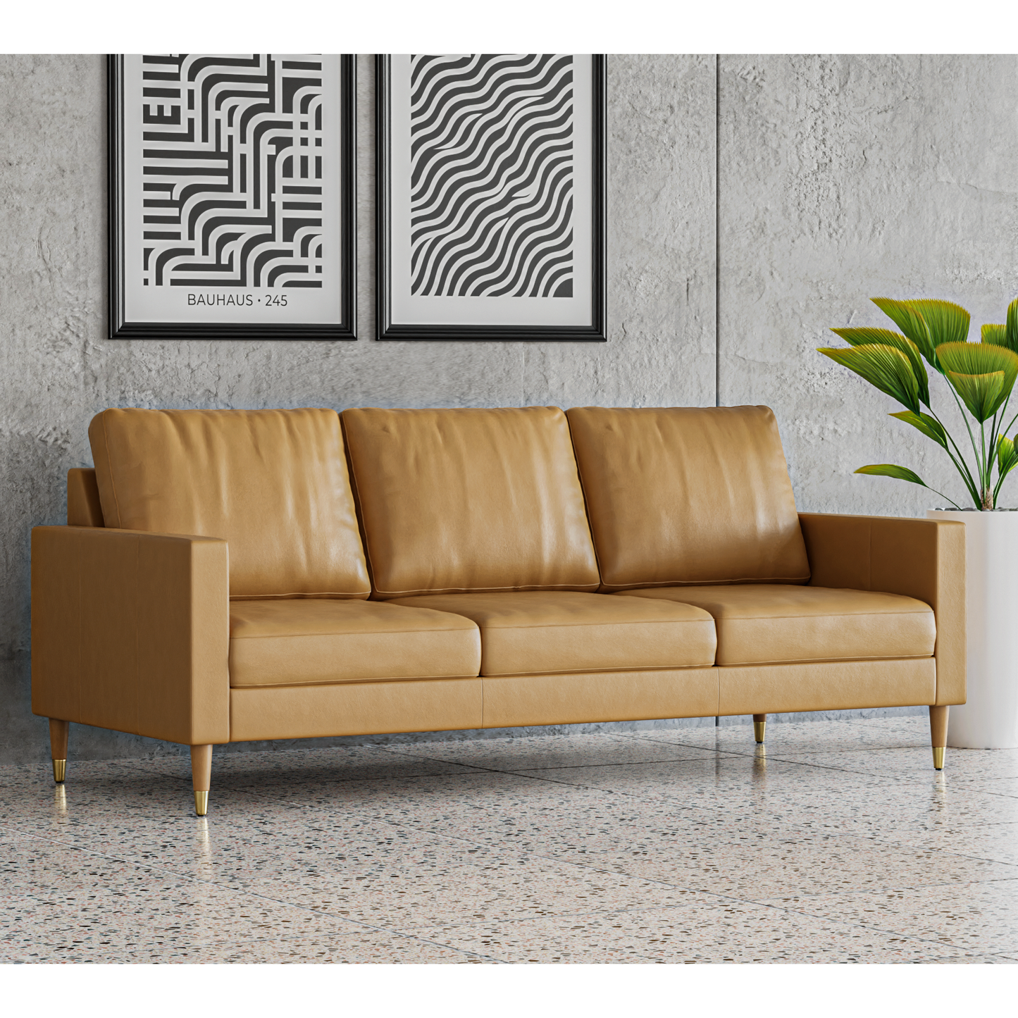 Lore Sofa | 3 Seater Italian Leather Sofa (7 feet)