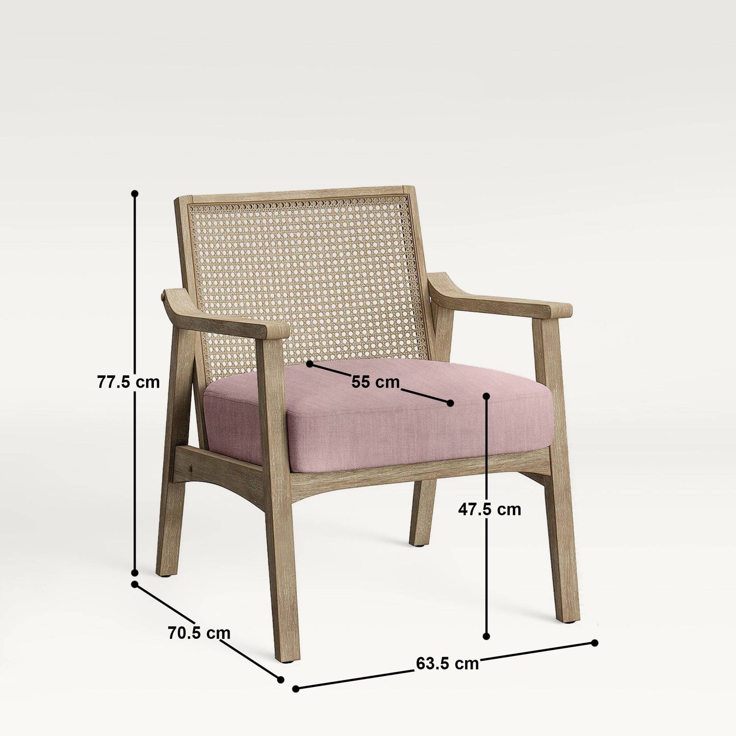 Tranquebar Colonial Style Accent Chair, Rattan Weave, Rustic White Finish with Luxury Caramel Seats