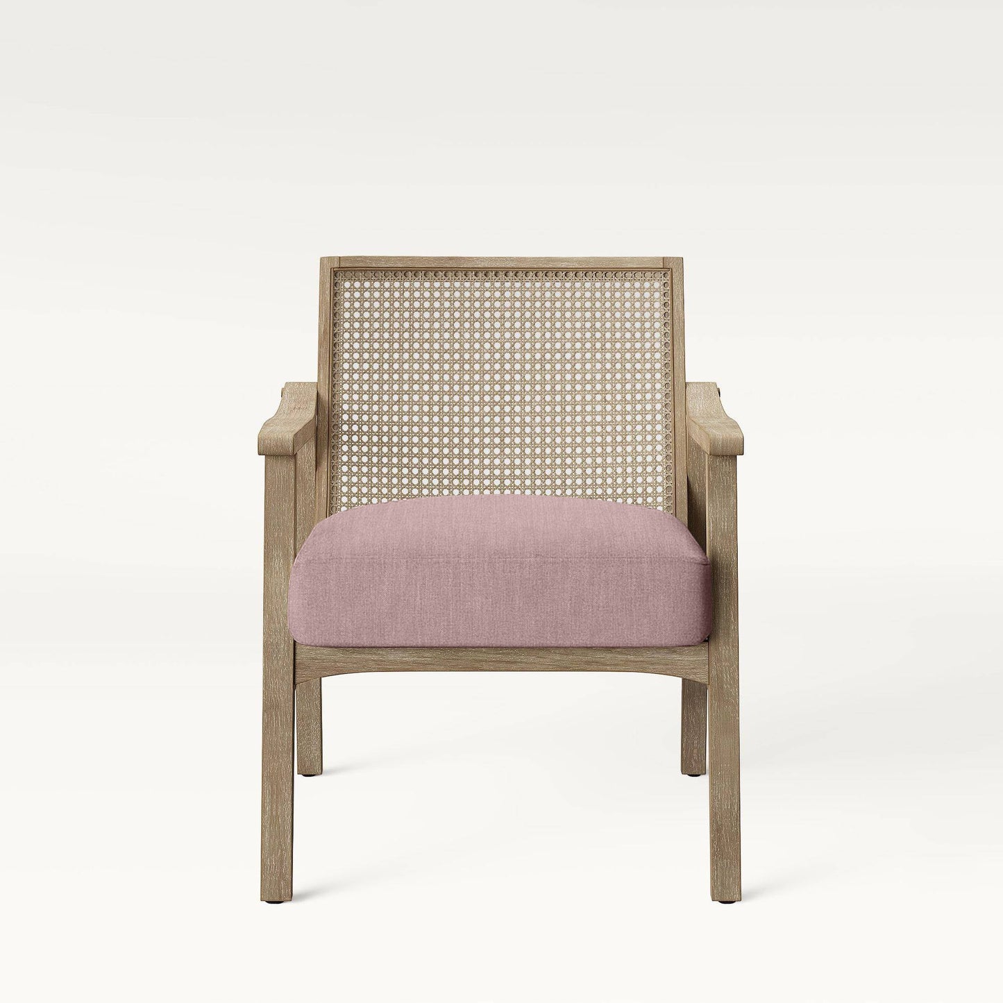 Tranquebar Colonial Style Accent Chair, Rattan Weave, Rustic White Finish with Luxury Caramel Seats