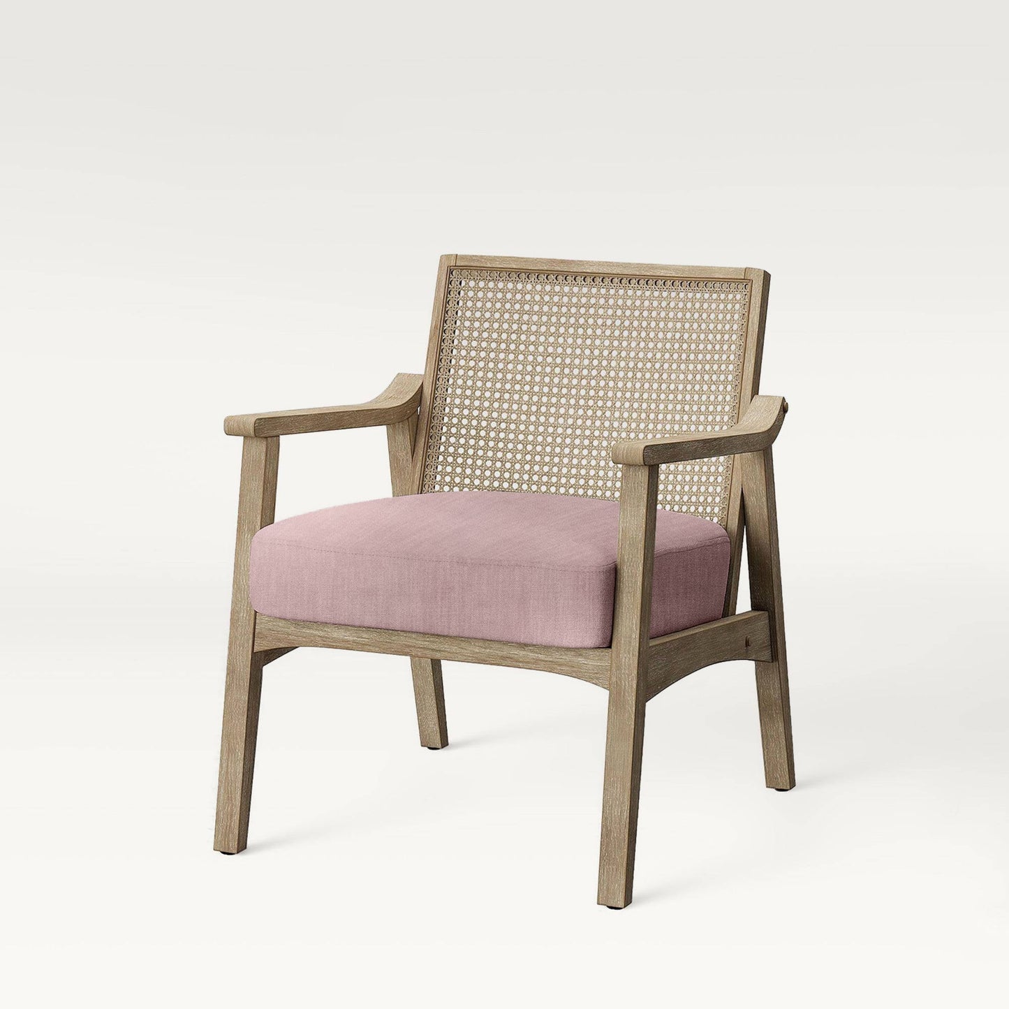 Tranquebar Colonial Style Accent Chair, Rattan Weave, Rustic White Finish with Luxury Caramel Seats