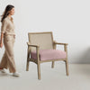 Tranquebar Colonial Style Accent Chair, Rattan Weave, Rustic White Finish with Luxury Caramel Seats