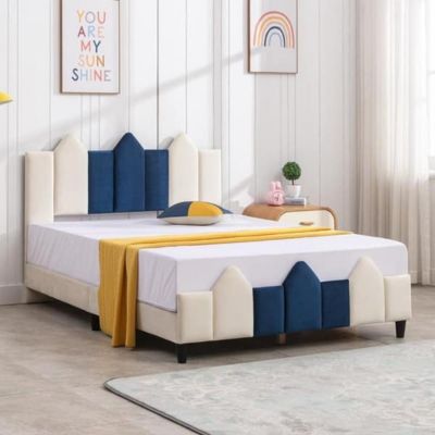 Montessori Upholstered Kids Bed Without Storage In Suede