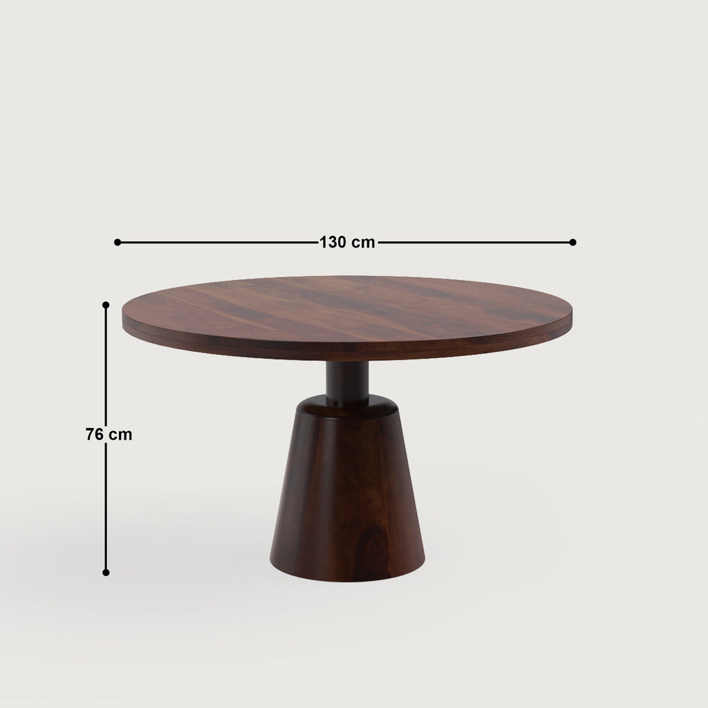 Yukon Luxury Dining Table - Large 130 cm Teak Stained Sheesham