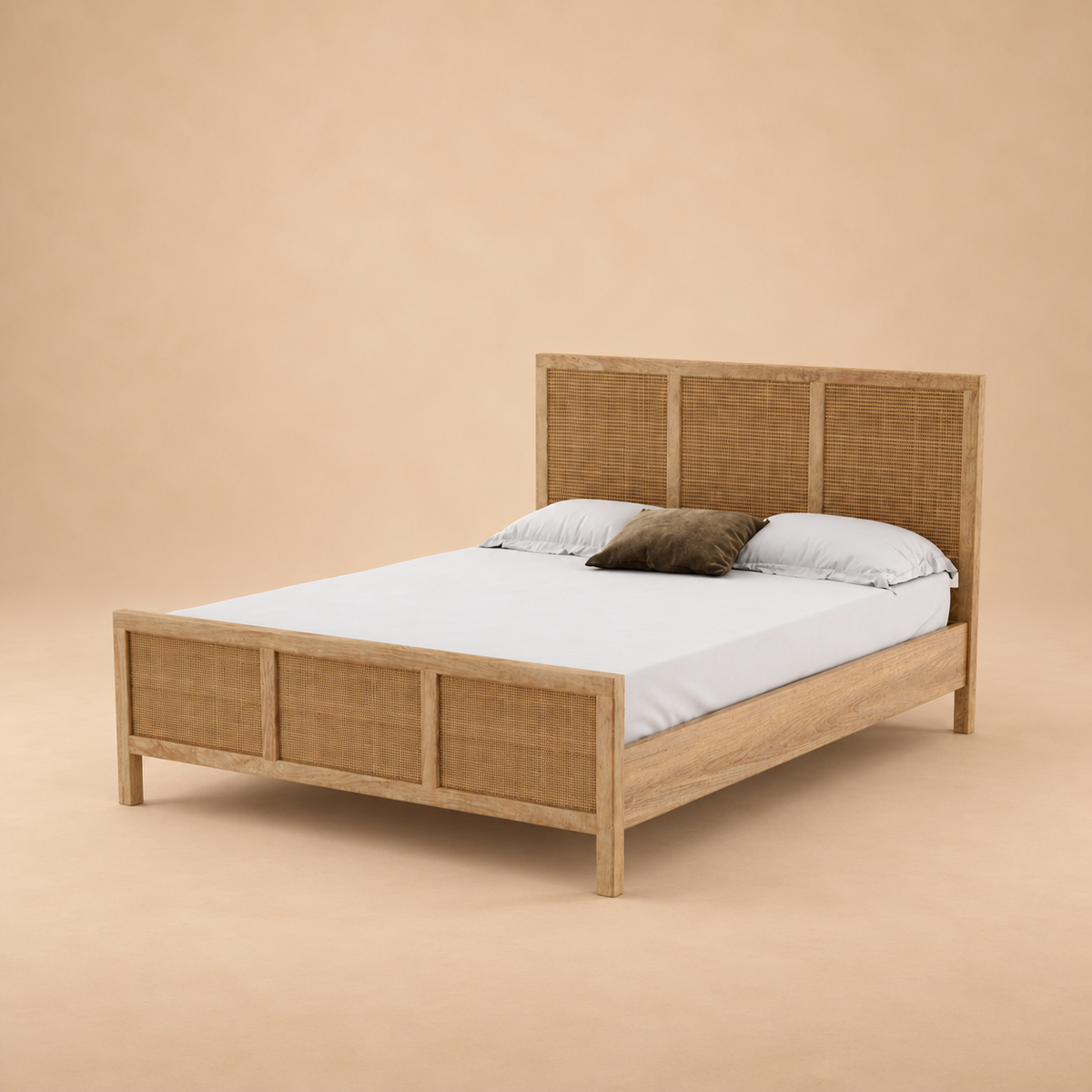 Adelaide Rattan 4 Piece Bedroom Set — warm beige studio view 3