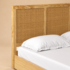 Adelaide Rattan Rollout Storage Bed — warm beige studio detail