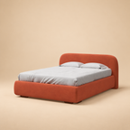 Althea Upholstered Hydraulic Storage Bed — warm beige studio view 3