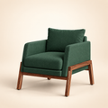 Arte accent chair in green upholstery with wood frame