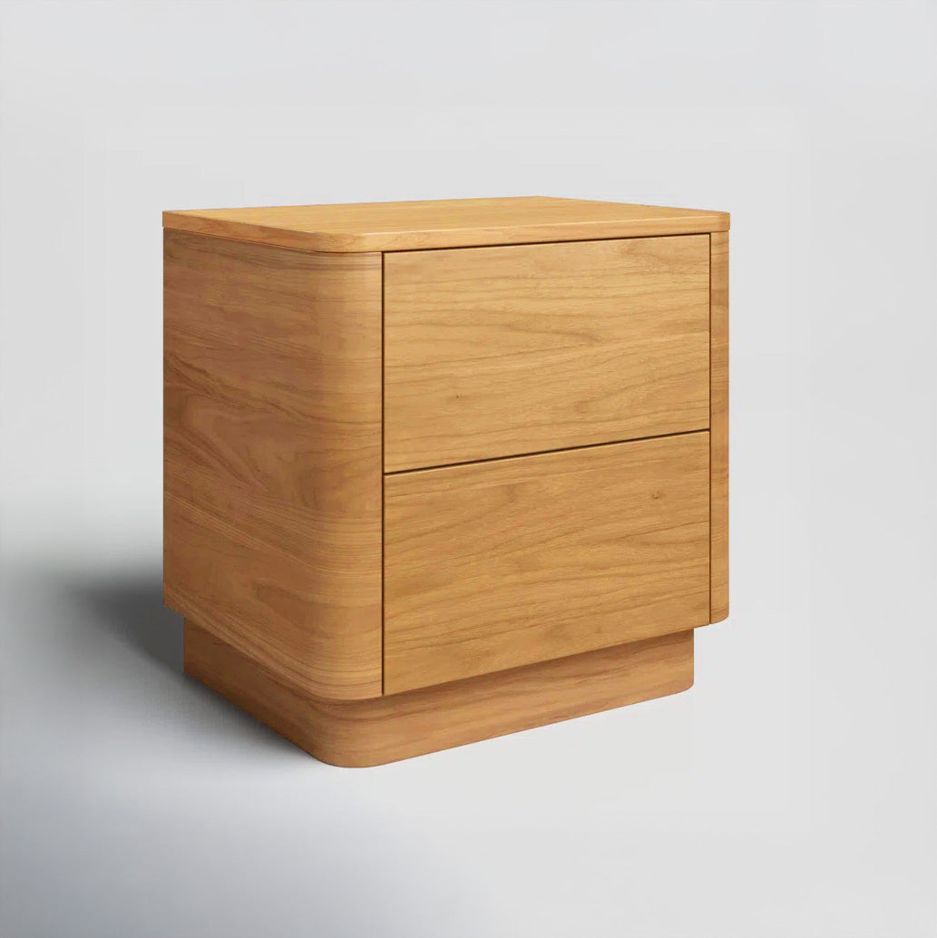 Aari Bedside Table | Solid Walnut/Teak/Oak Wood | 1.5 Feet Length