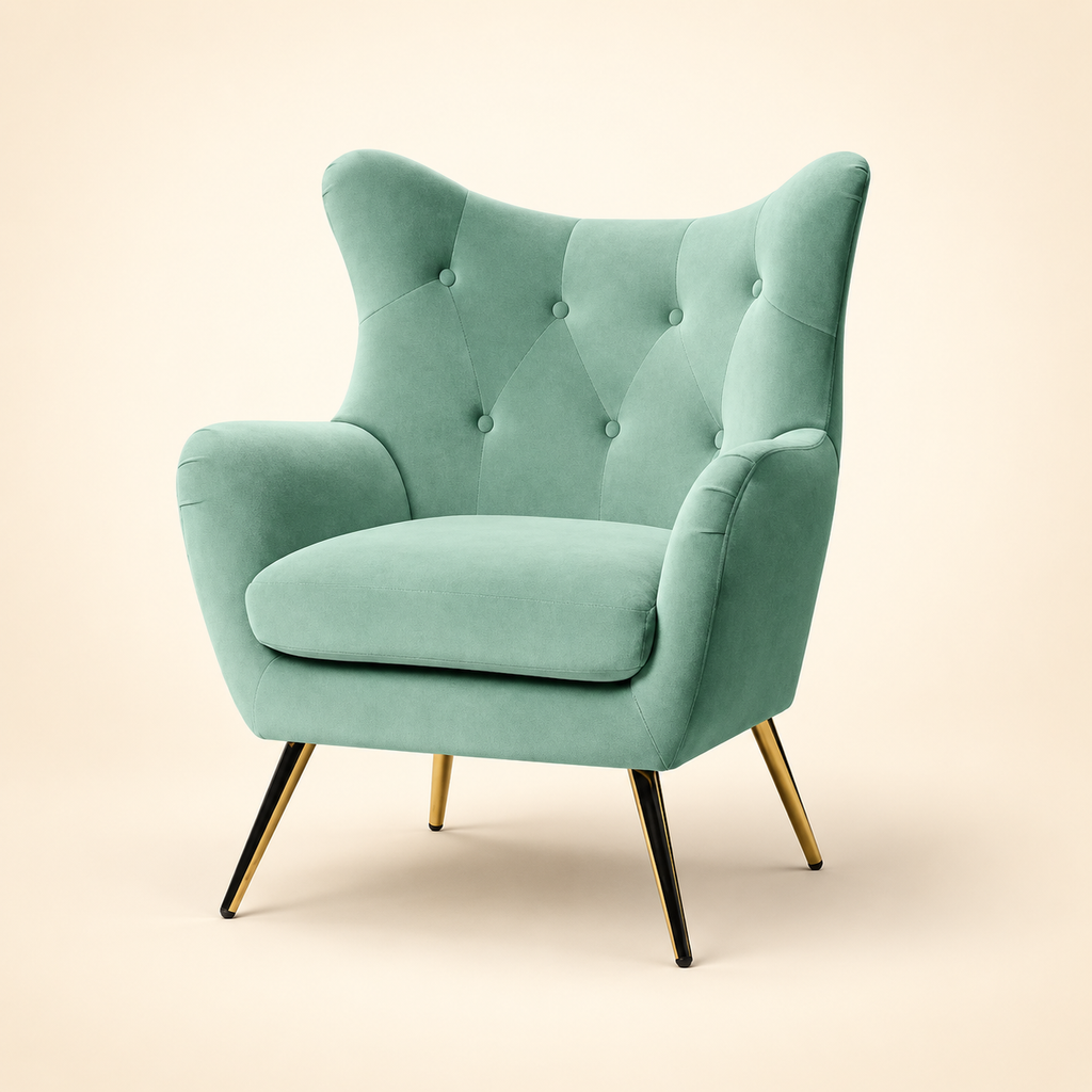 Becky Suede Accent Chair catalogue angle 2