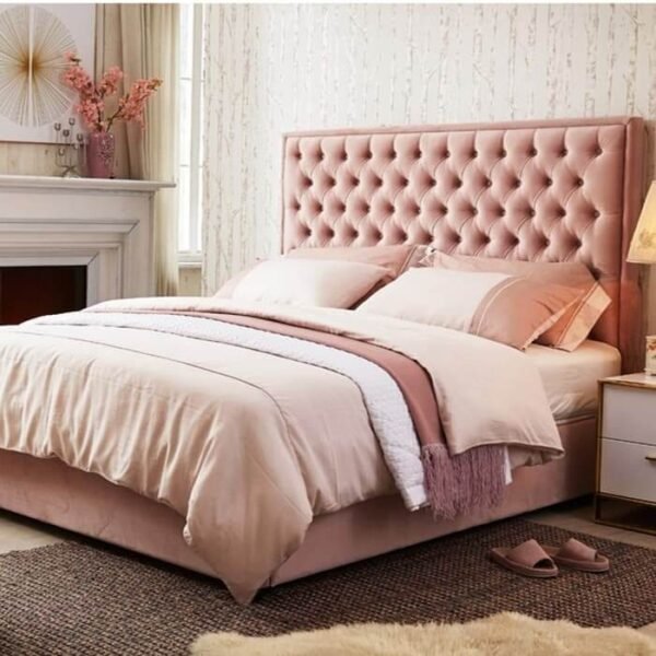 Pinkish Rich Upholstered Bed With Hydraulic In Suede