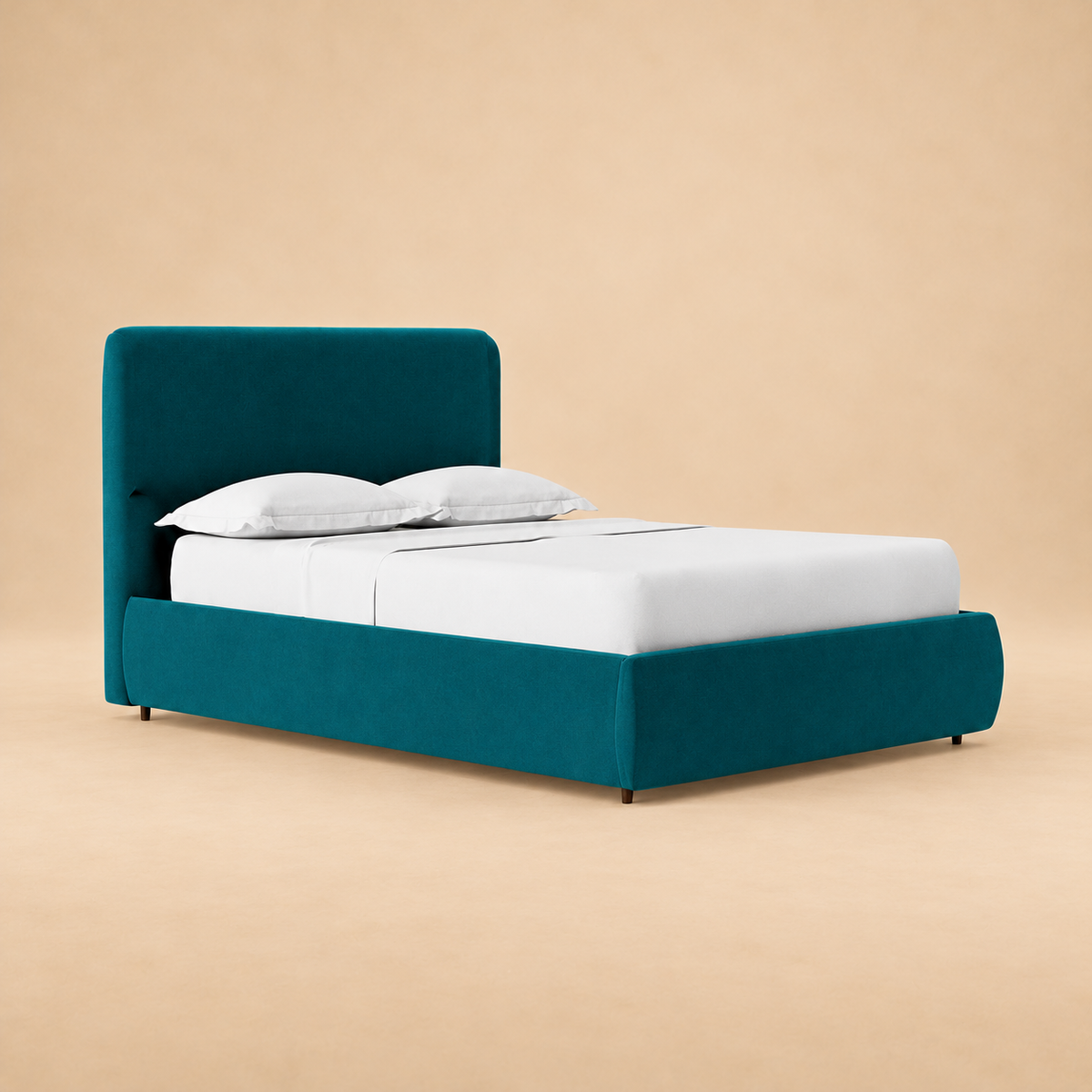 Brockham Fully Upholstered Bed without Storage — warm beige studio view 2