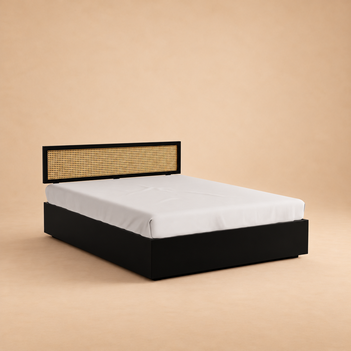 California Hydraulic Storage bed — warm beige studio view 2