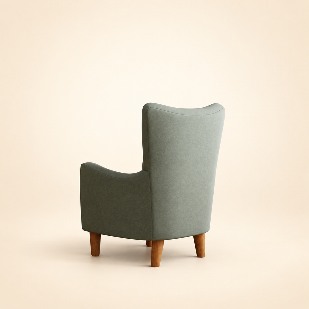 Cassidy Wingback Accent Chair – rear three-quarter view