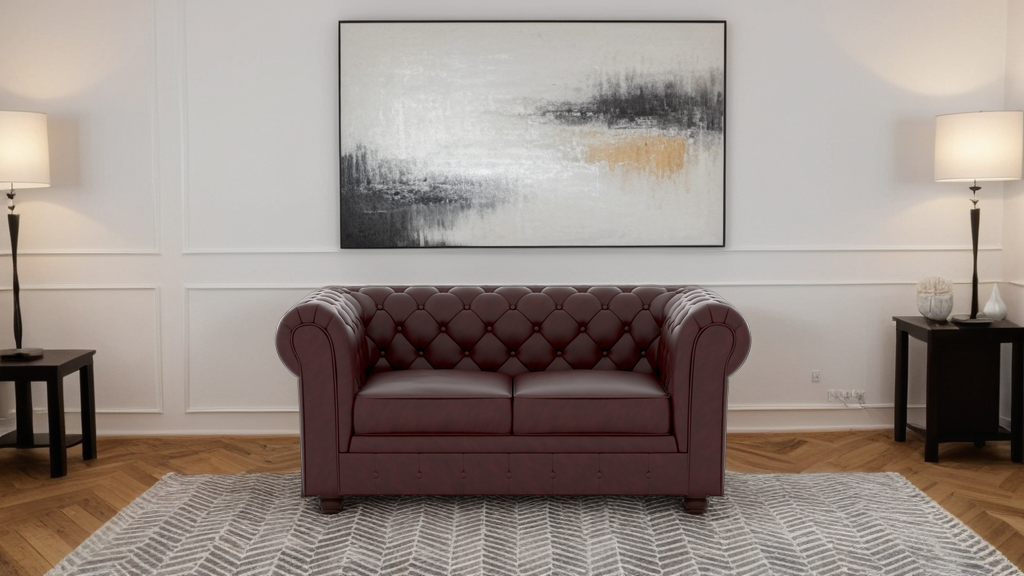 Chesterfield 2 Seater Artificial Leather Sofa