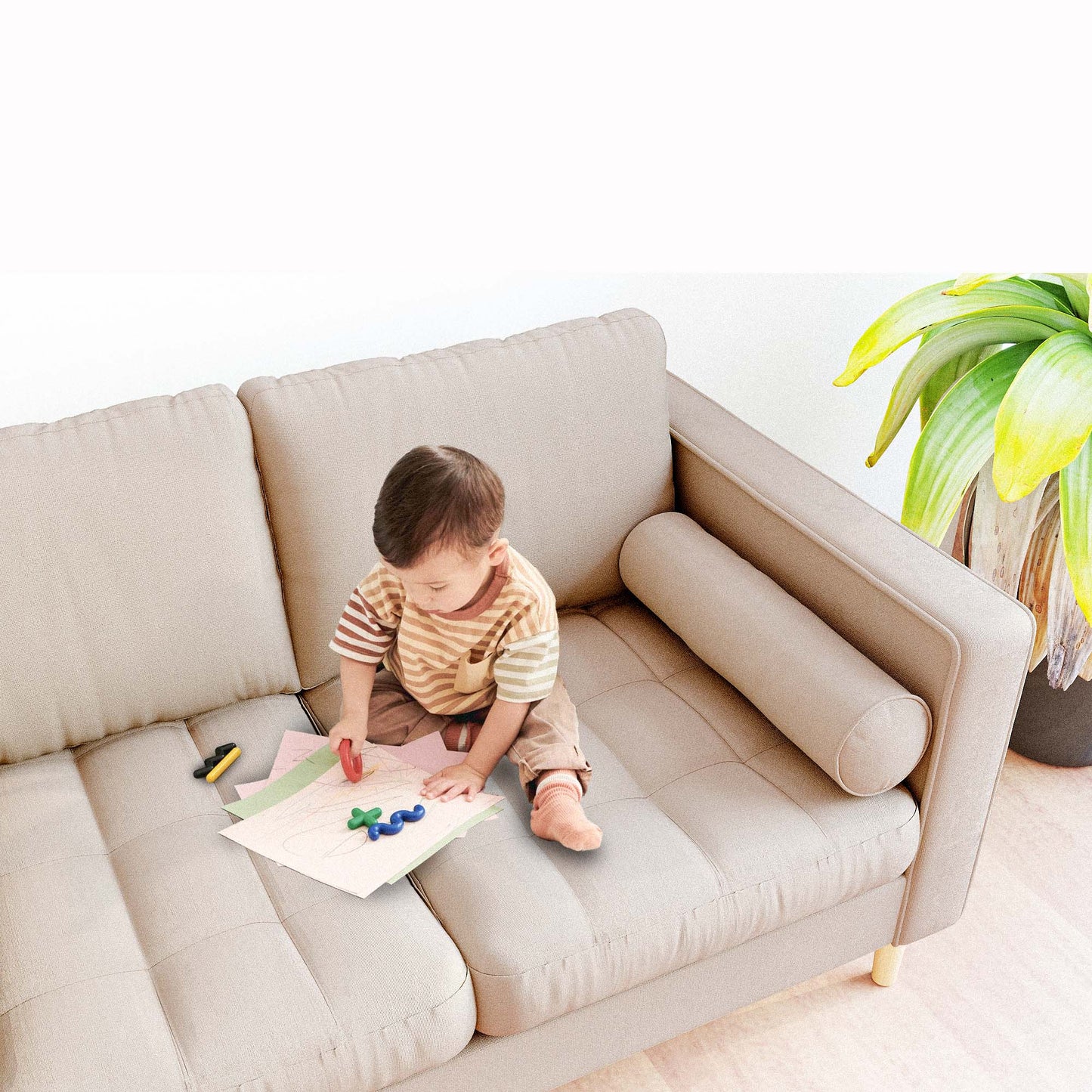 Palo Sofa T | L-Shaped Sectional with Chaise (8.25 feet length) | Tufted