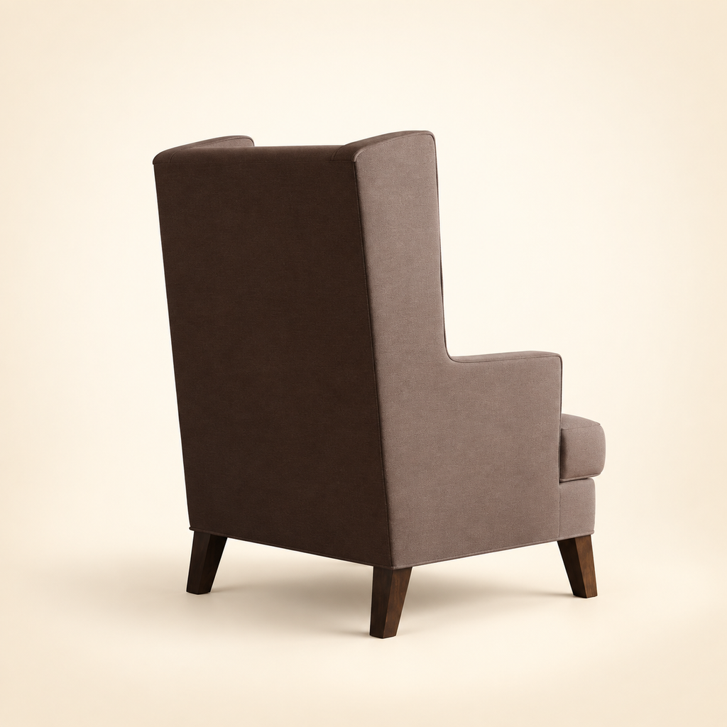 Claire Wingback Accent Chair – rear three-quarter view