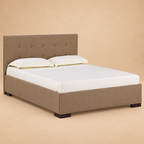 Cosmo Fully Upholstered Bed without Storage — warm beige studio view 2