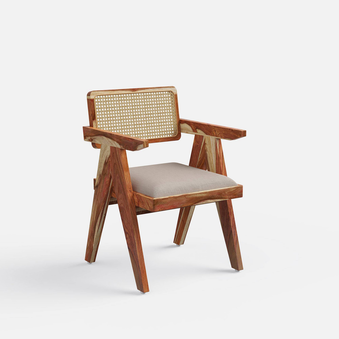Pierre Rattan Back Chair Provincial Teak Finish