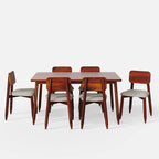 Stig Upholstered Dining Table Set - 4 & 6 Seater/150 cm - Honey Walnut Finish