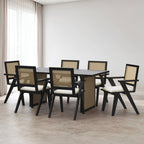 Stanley Black Luxury Dining Table Set with Flora Chair - 6 Seater/175 cm