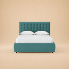 Sudrey Fully Upholstered Bed without Storage — warm beige studio view