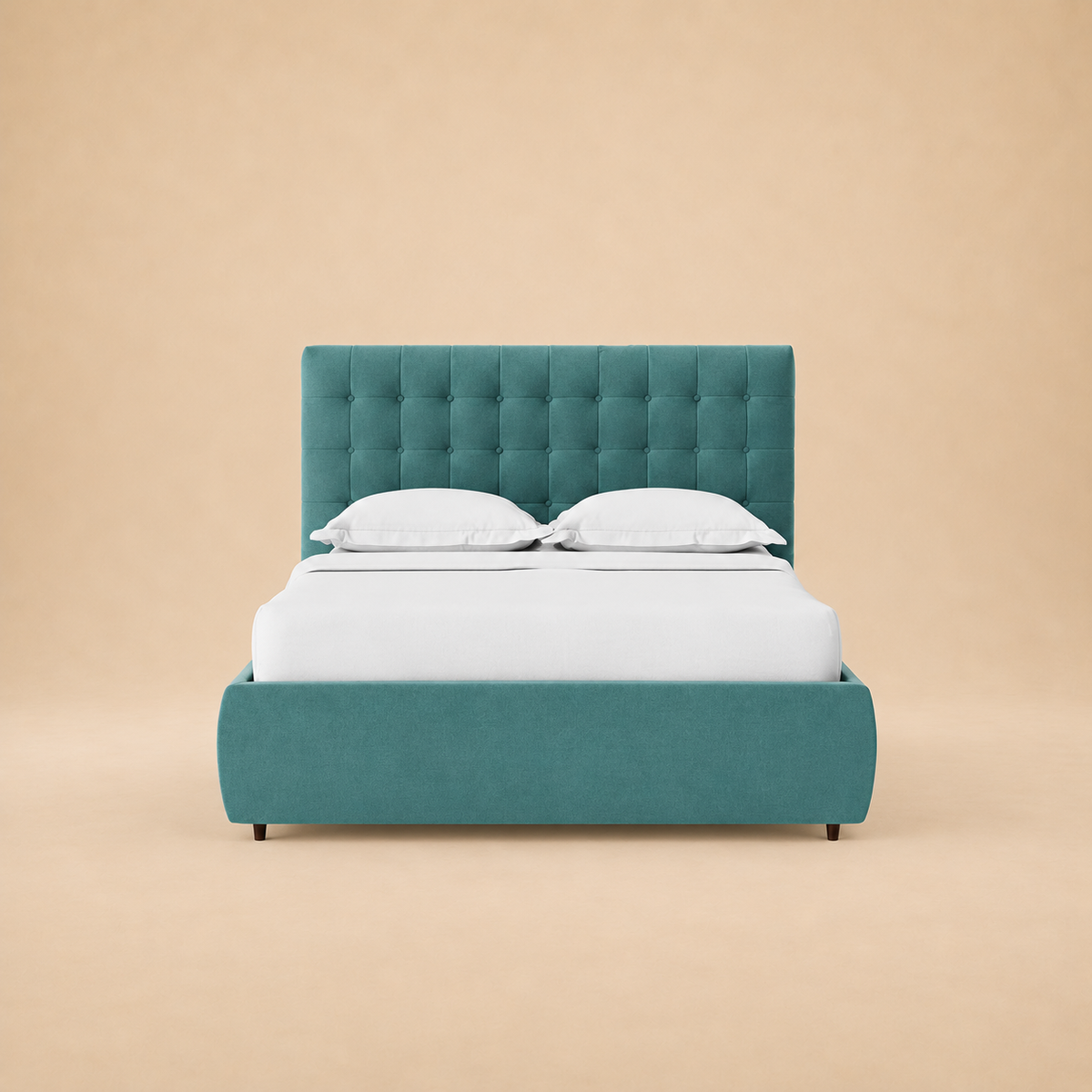 Sudrey Fully Upholstered Bed without Storage — warm beige studio view