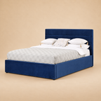Lendes Fully Upholstered Bed without Storage — warm beige studio view
