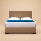 Cosmo Fully Upholstered Bed without Storage — warm beige studio view