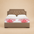 Isadora Fully Upholstered Bed without Storage — warm beige studio view